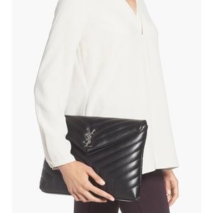 Saint Laurent Black Matelassé Loulou Document Holder